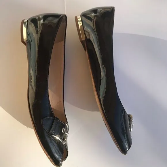 Giuseppe Zanotti Black Peeptoe Patent buckle shoes