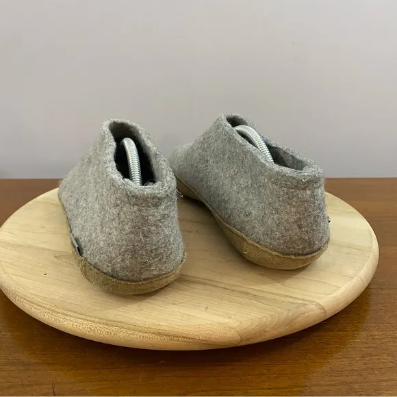 Glerups Slip-On With Leather Sole Slippers Grey Size 45 Men’s 11 100% Wool