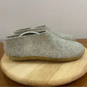 Glerups Slip-On With Leather Sole Slippers Grey Size 45 Men’s 11 100% Wool