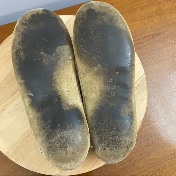 Glerups Slip-On With Leather Sole Slippers Grey Size 45 Men’s 11 100% Wool