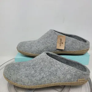 Glerups Wool Clog Slippers Adult Size 46 US Mens 12 Open Heel Grey, Suede Sole