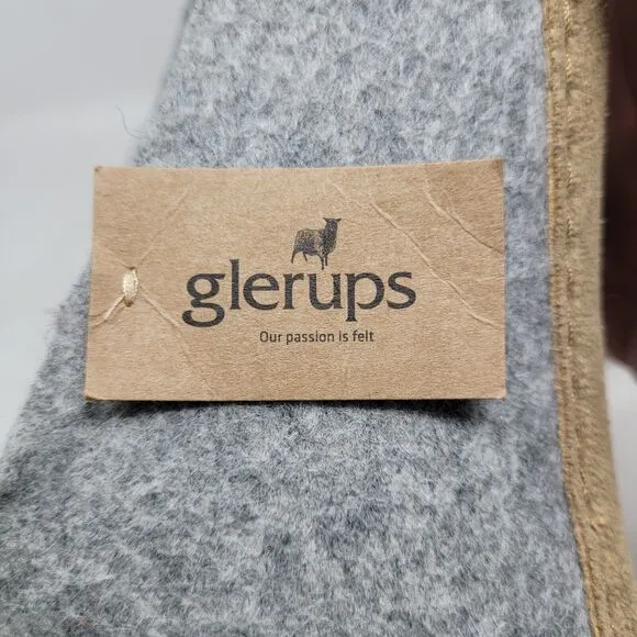 Glerups Wool Clog Slippers Adult Size 46 US Mens 12 Open Heel Grey, Suede Sole