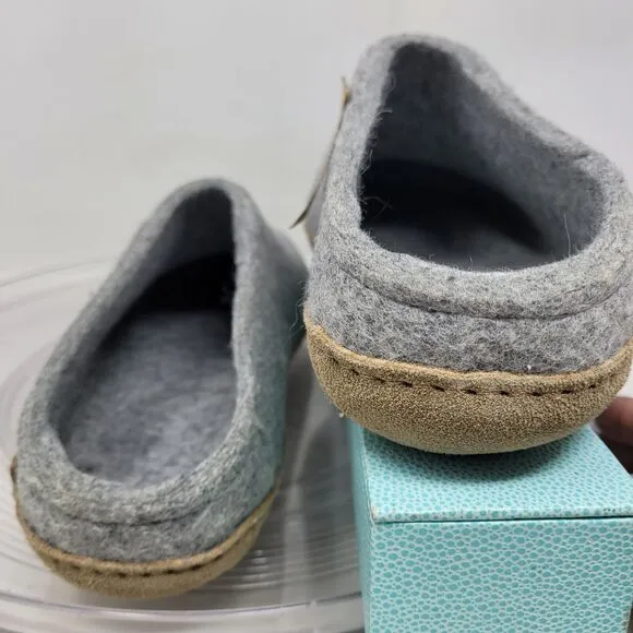 Glerups Wool Clog Slippers Adult Size 46 US Mens 12 Open Heel Grey, Suede Sole