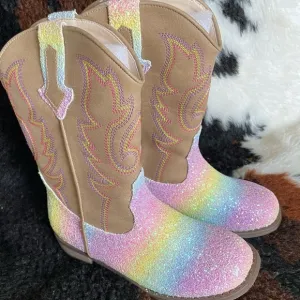 Glitter Sparkly Rainbow Cowgirl boots!! New size 12toddler! Western Rodeo Riding