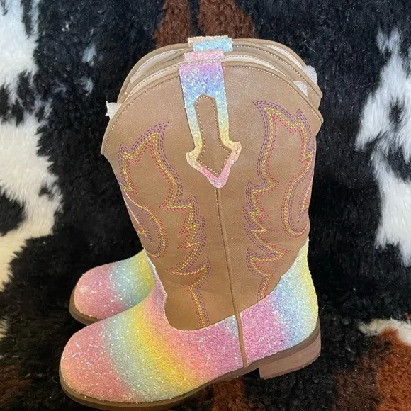 Glitter Sparkly Rainbow Cowgirl boots!! New size 12toddler! Western Rodeo Riding