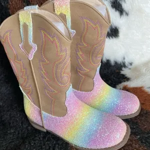 Glitter Sparkly Rainbow Cowgirl boots!! New size 12toddler! Western Rodeo Riding