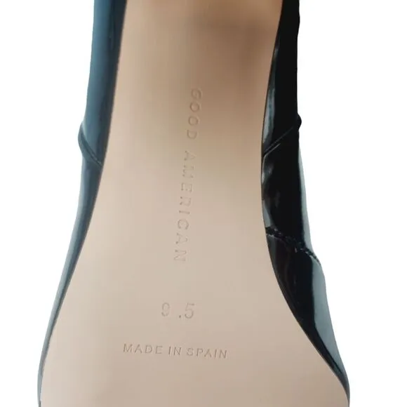 Good American Black Patent Leather Boots‎ Size 9.5 Square Toe GA165P-E