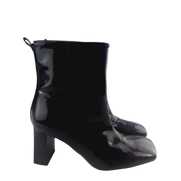 Good American Black Patent Leather Boots‎ Size 9.5 Square Toe GA165P-E