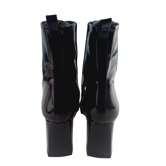 Good American Black Patent Leather Boots‎ Size 9.5 Square Toe GA165P-E
