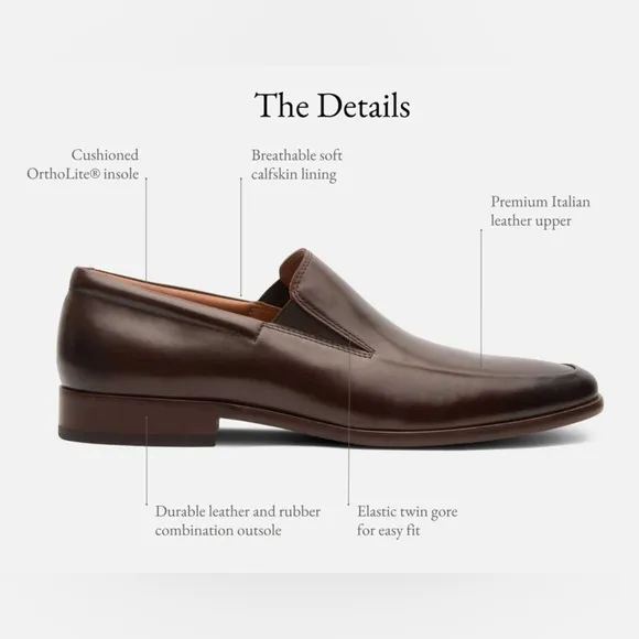 Gordon Rush $245 Men’s Elliot Brown Leather Slip On Dress Shoes Size 13 New