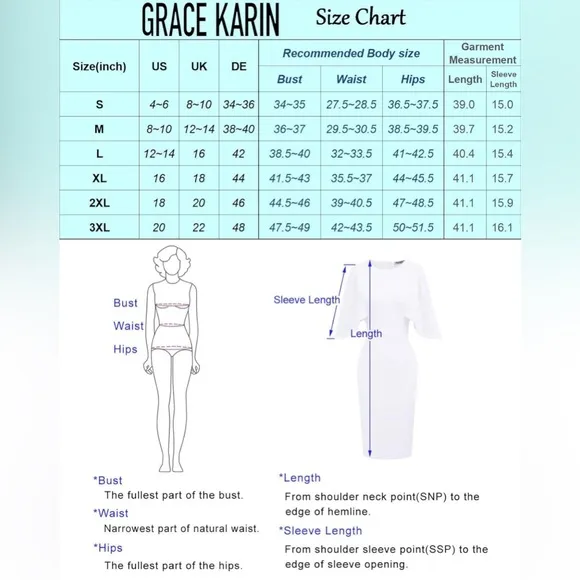 GRACE KARIN Women 3/4 Ruffle Sleeve Slim Fit Business Pencil Dress