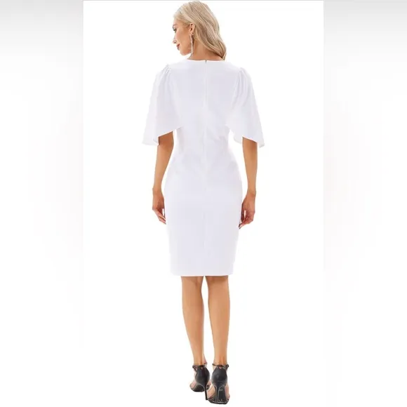 GRACE KARIN Women 3/4 Ruffle Sleeve Slim Fit Business Pencil Dress