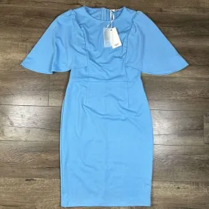 Grace Karin Women’s Size Medium Slim Fit Ruffle Sleeve Pencil Dress Blue NWT