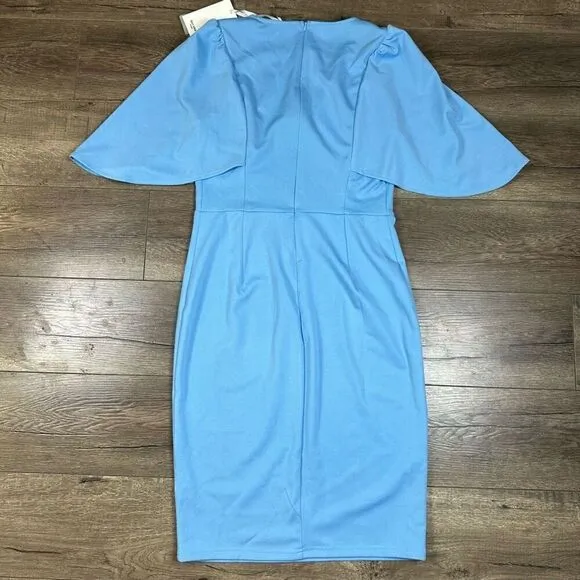 Grace Karin Women’s Size Medium Slim Fit Ruffle Sleeve Pencil Dress Blue NWT