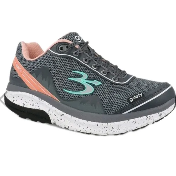 Gravity Defyer Women's Gray Salmon Mighty Walk Orthopedic Sneaker 8.5