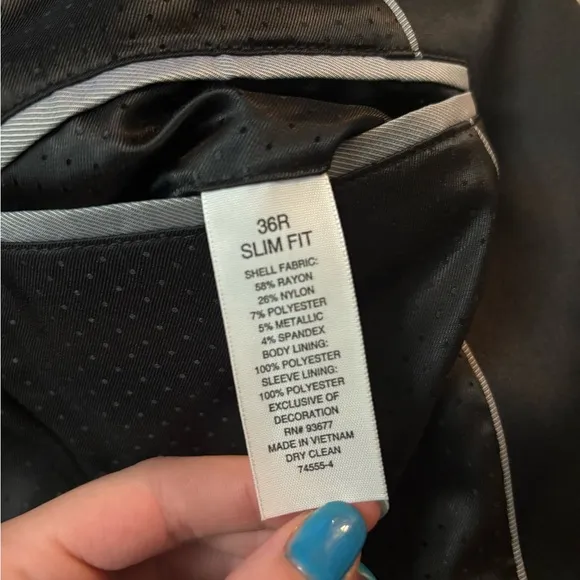 Gray blazer jacket and black dress pants