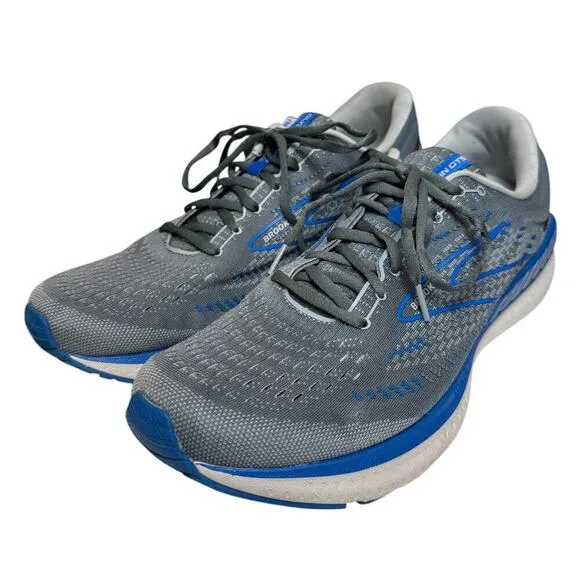 Gray/Blue Brooks Men Wide Glycerin GTS 19 Running Shoes-Size US 13/EU 47.5