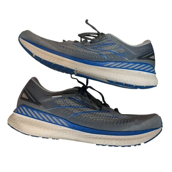 Gray/Blue Brooks Men Wide Glycerin GTS 19 Running Shoes-Size US 13/EU 47.5