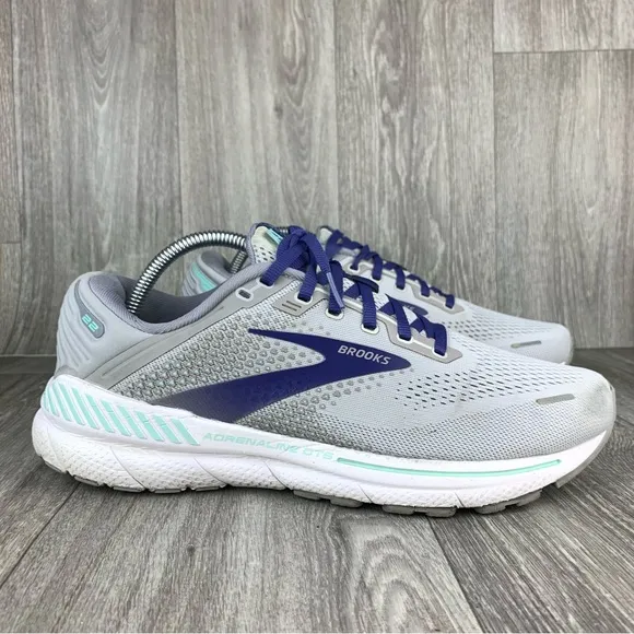 Gray/Navy Blue Womens Brooks Adrenaline GTS 22 running/walking shoes size 11