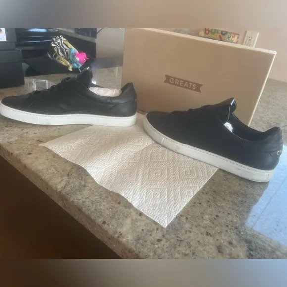 GREATS Classic Men’s Nero Black And White ‘Reign’ Sneakers Sz 10! Made In Italy