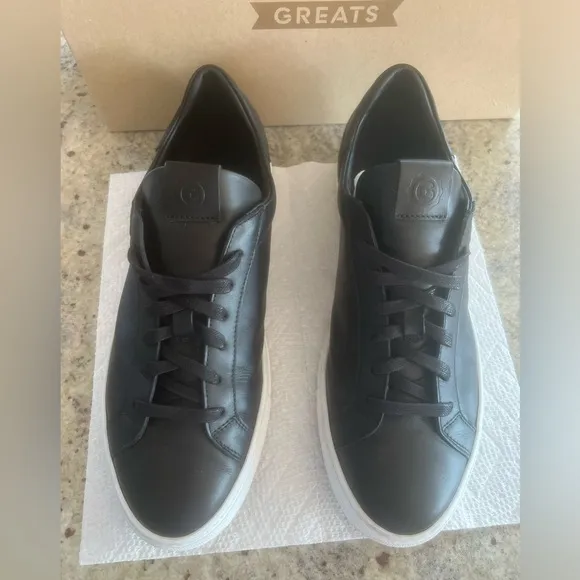 GREATS Classic Men’s Nero Black And White ‘Reign’ Sneakers Sz 10! Made In Italy