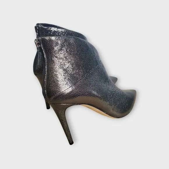 Grigiarancio Metallic Leather Pointed Toe Stiletto Booties Black 39