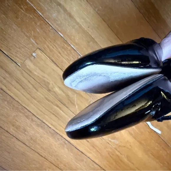 Gucci Double G black leather patent-finish ballerinas shoes 38.5