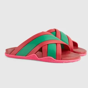 Gucci Red Green Criss Cross Slides shoes