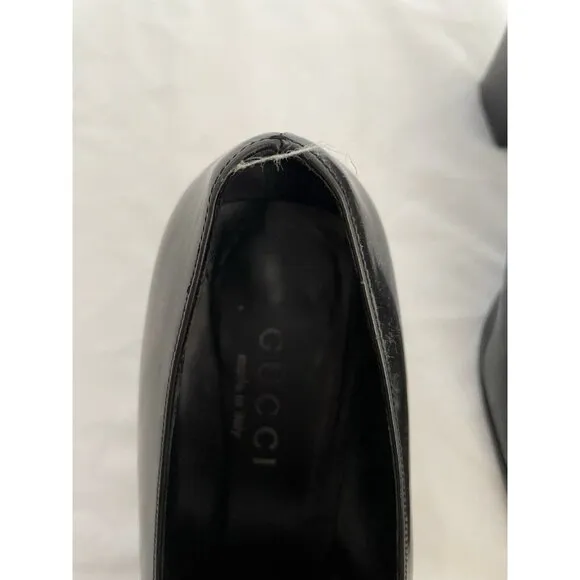 Gucci Shoes Vintage Moccasins Flat Black Patent Leather 7.5