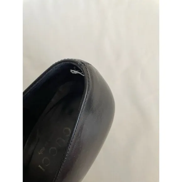 Gucci Shoes Vintage Moccasins Flat Black Patent Leather 7.5