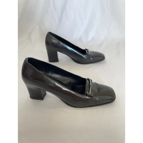 Gucci Shoes Vintage Moccasins Flat Black Patent Leather 7.5