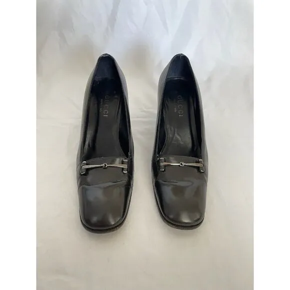 Gucci Shoes Vintage Moccasins Flat Black Patent Leather 7.5