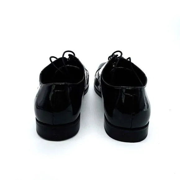 Guess Dress Shoes Men’s 13M Oxford Haven Glossy Patent Black Cap Square Toe Lace