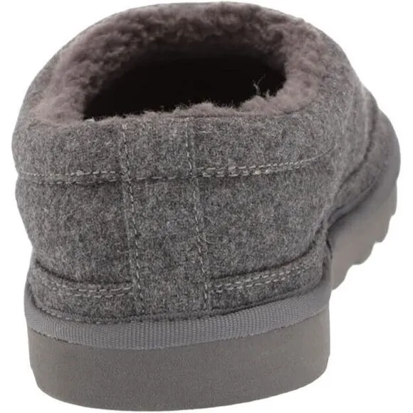 GUESS Wylie Slippers Men's 11.5 Dark Gray Sheepskin Lined Slip-On Shoes KHD494
