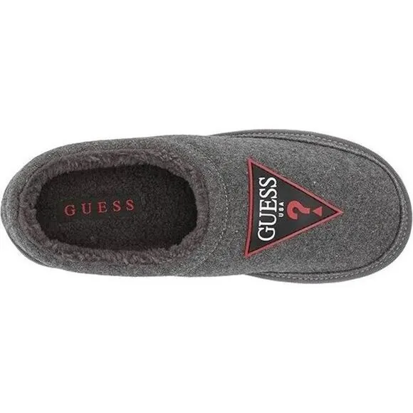 GUESS Wylie Slippers Men's 11.5 Dark Gray Sheepskin Lined Slip-On Shoes KHD494