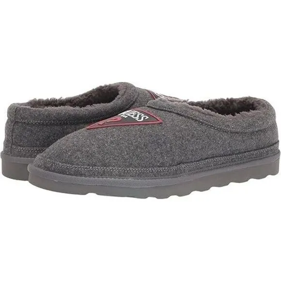 GUESS Wylie Slippers Men's 11.5 Dark Gray Sheepskin Lined Slip-On Shoes KHD494