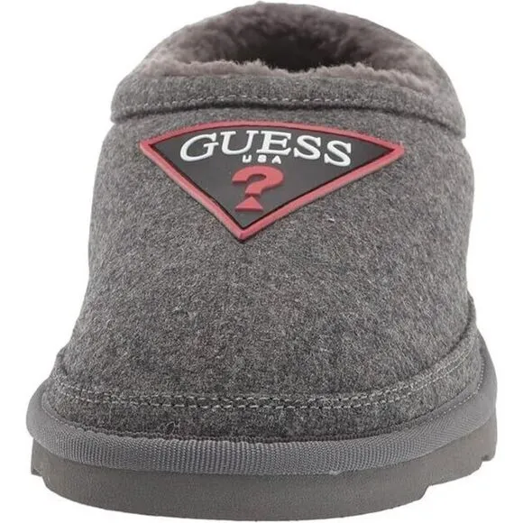 GUESS Wylie Slippers Men's 11.5 Dark Gray Sheepskin Lined Slip-On Shoes KHD494