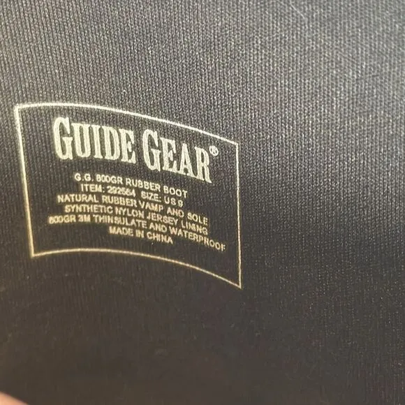 Guide gear 800Gr rubber boot scent free 800 thinsulate ultra size 9