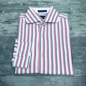 Hackett London White w/ Red &amp; Blue Stripe Slim Shirt 16 34/35