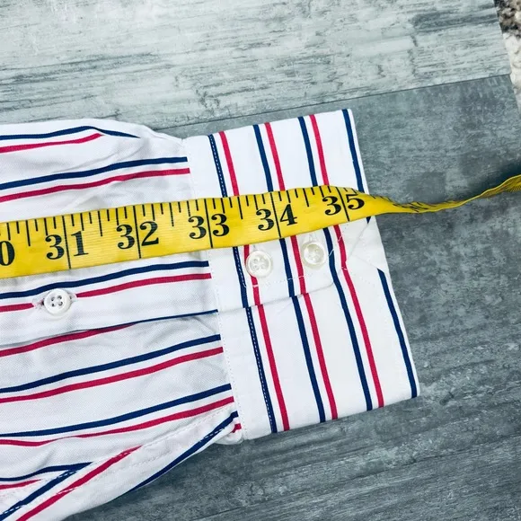 Hackett London White w/ Red &amp; Blue Stripe Slim Shirt 16 34/35