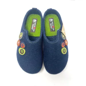 Haflinger Chloe Captains Blue Wool Felt Womens Slippers Size 39 With Cork Sole