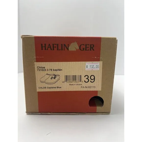 Haflinger Chloe Captains Blue Wool Felt Womens Slippers Size 39 With Cork Sole