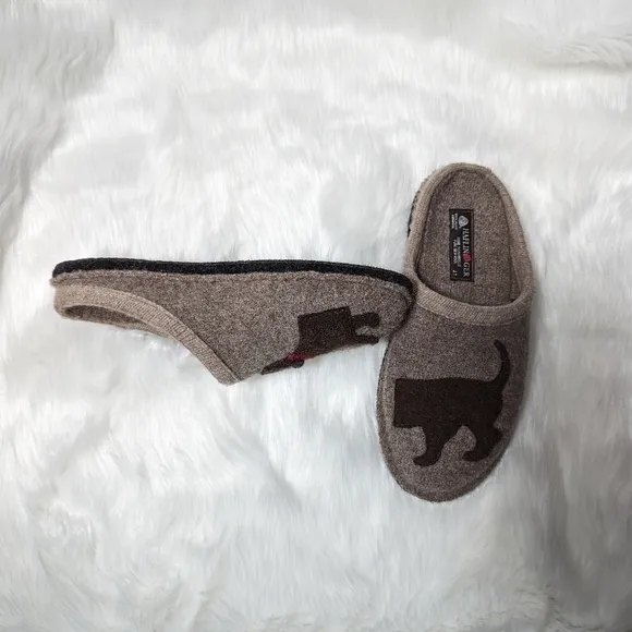 HAFLINGER Doggy Earth Slippers Size 41 Womens Pure Wool slippers