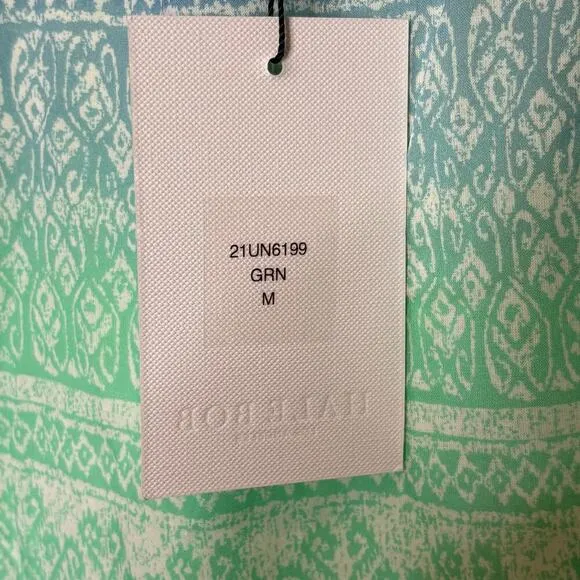 Hale Bob Womens Marin Voile Green Blue Dress 100% Cotton Size Medium
