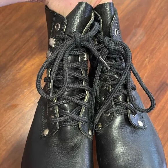 Harley-Davidson Black Leather Snip Toe Lace Up Boots Women’s 9 M