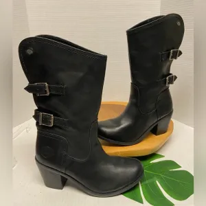Harley Davidson Leather Mid Calf Heeled Boots