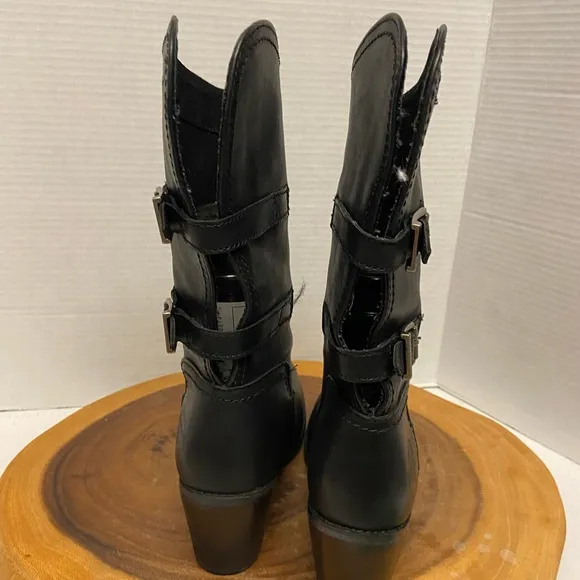 Harley Davidson Leather Mid Calf Heeled Boots
