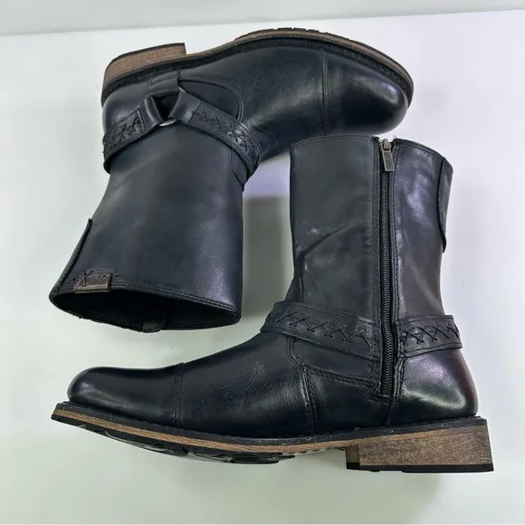 Harley-Davidson Men's 95276 Black Leather Motorcycle Boots - Size 10