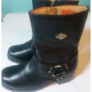 Harley-Davidson Scout Harness Riding Boots Men 9 Black Side Zip 10&quot; Tall Biker