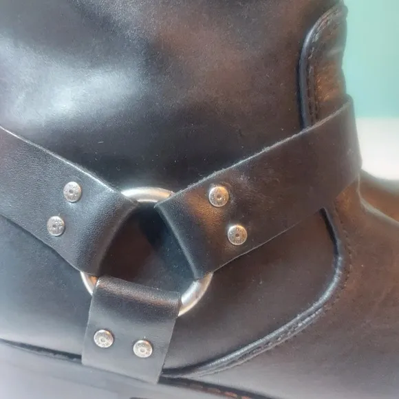 Harley-Davidson Scout Harness Riding Boots Men 9 Black Side Zip 10&quot; Tall Biker